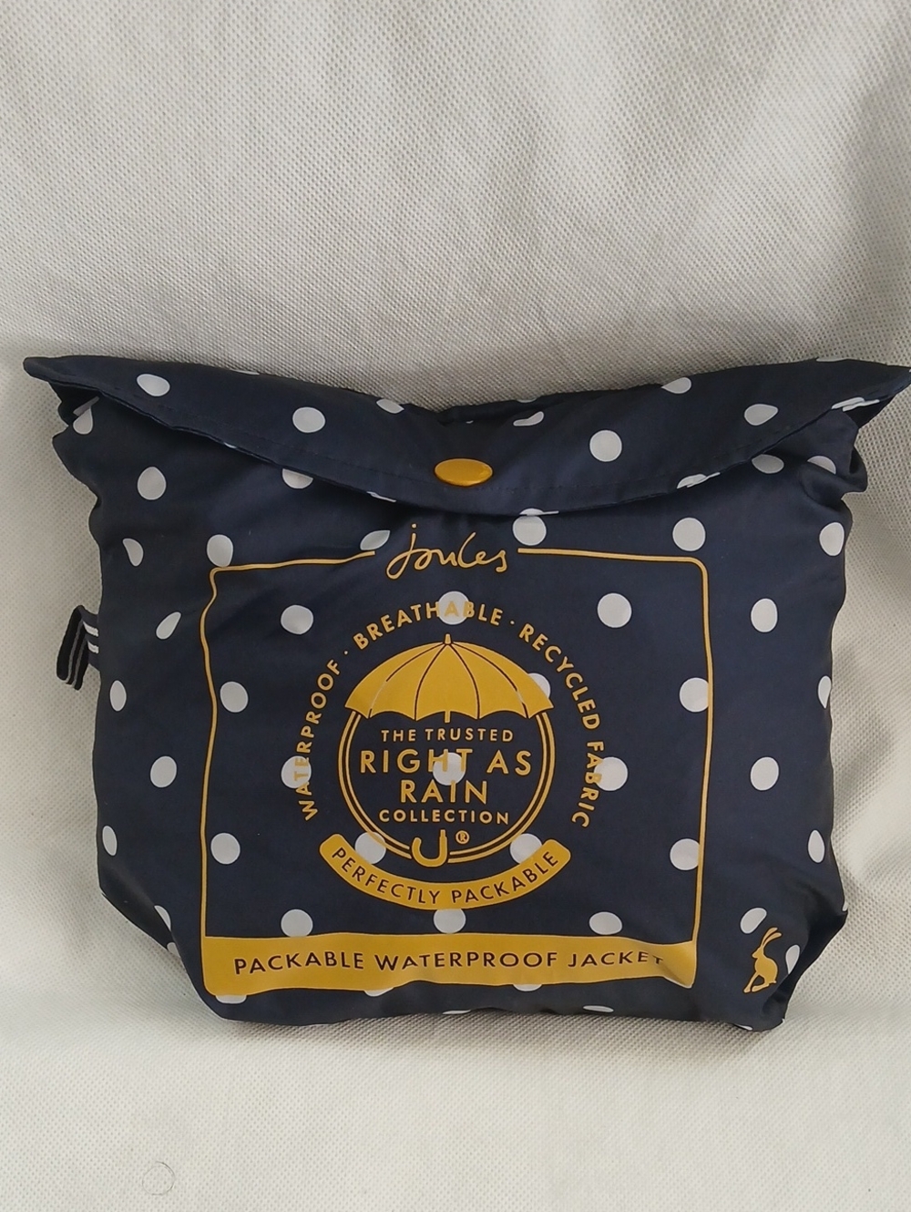 Joules NWT Womens 10 Rain Jacket Parka Blue Polka Dot Packable Waterproof Hooded - Picture 15 of 16